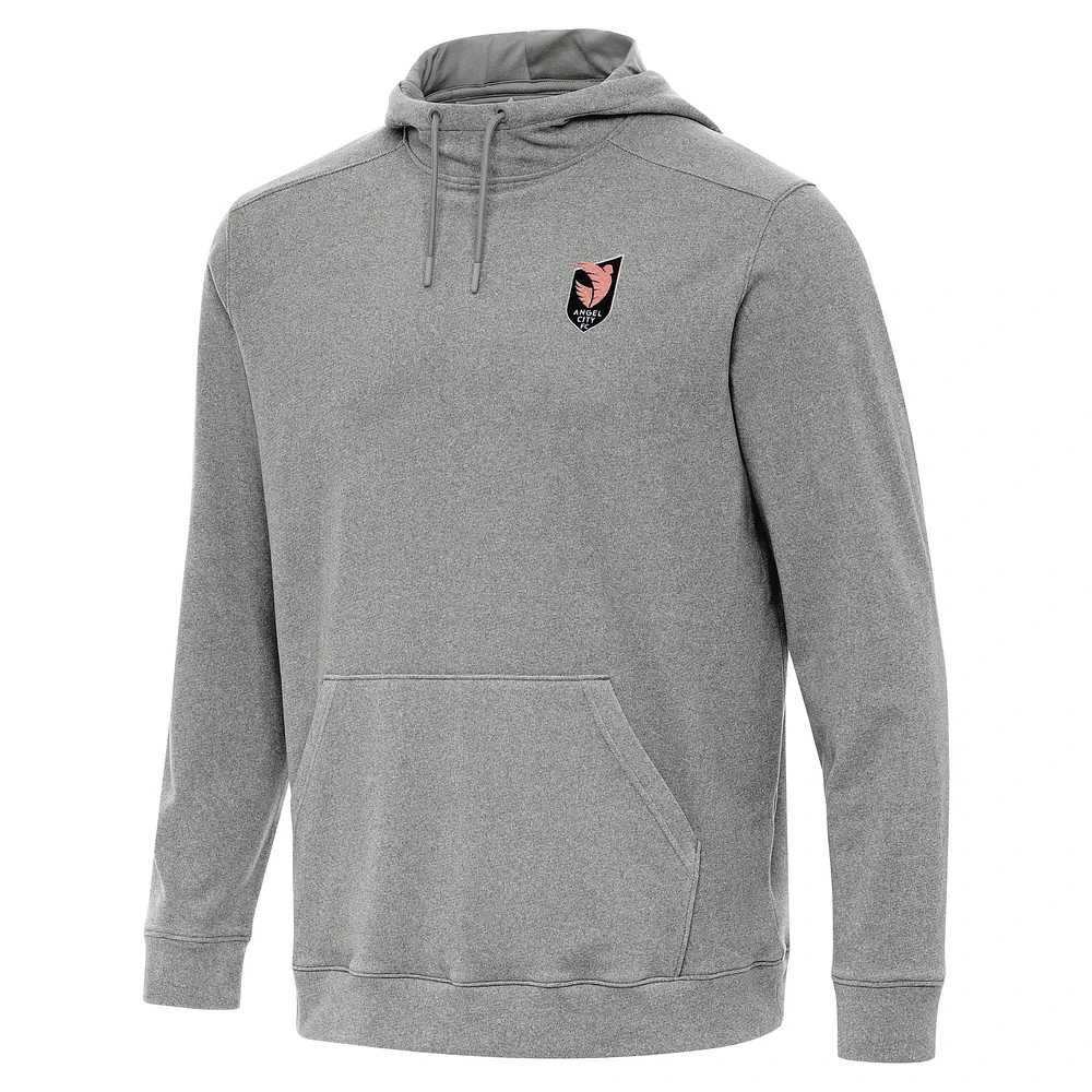 Men's Antigua Heather Black Angel City FC Cloud Pullover Hoodie