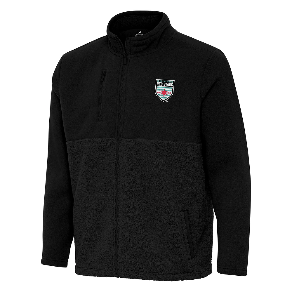 Men's Antigua Black Chicago Red Stars Daily Fused Full-Zip Jacket