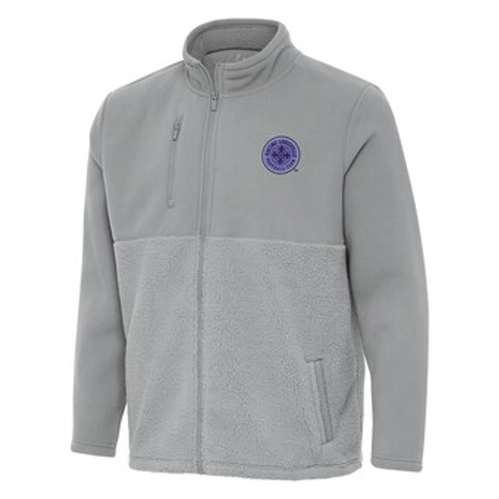Men's Antigua Gray Racing Louisville FC Daily Fused Full-Zip Jacket