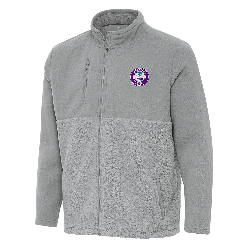 Men's Antigua Gray Orlando Pride Daily Fused Full-Zip Jacket