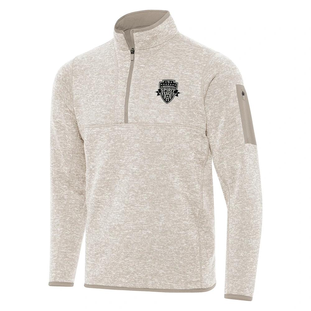 Men's Antigua Cream Washington Spirit Fortune Quarter-Zip Jacket
