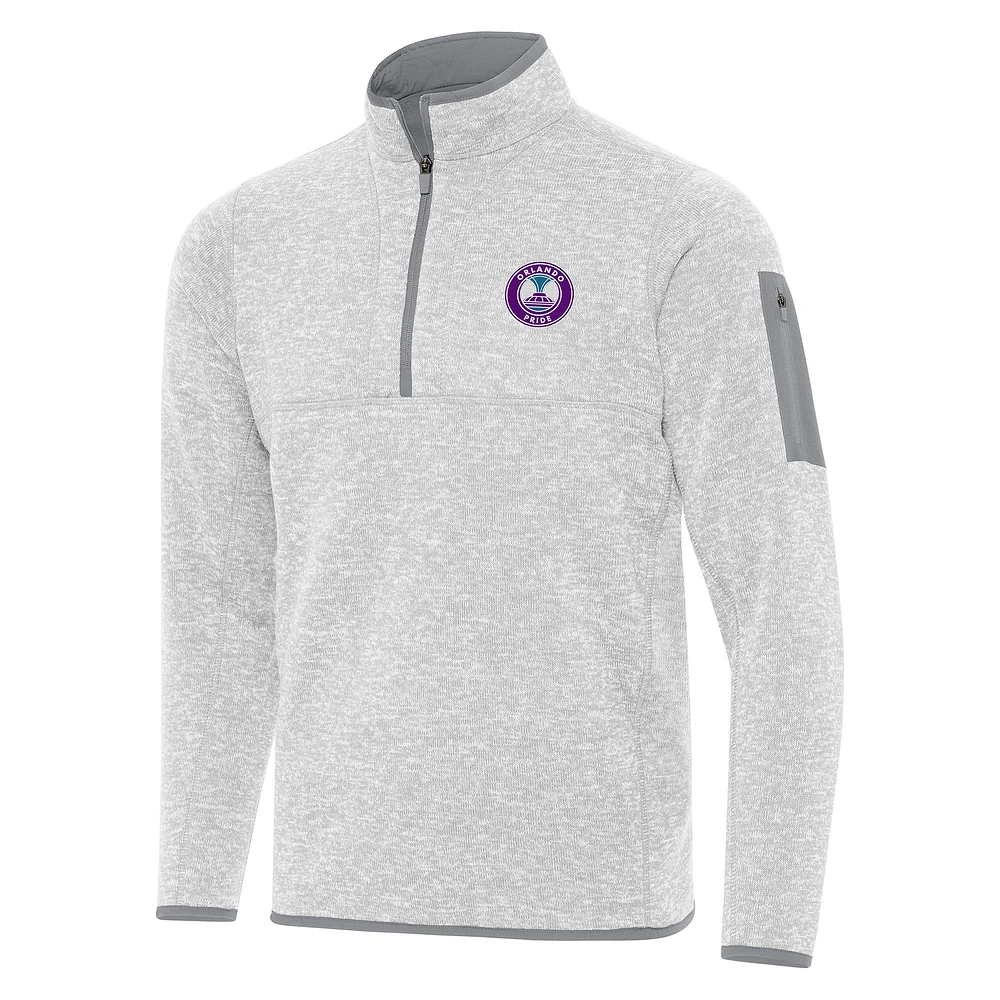 Men's Antigua Heather Gray Orlando Pride Fortune Quarter-Zip Jacket