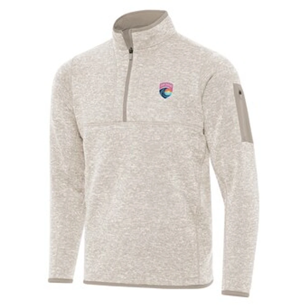 Men's Antigua Cream San Diego Wave FC Fortune Quarter-Zip Jacket