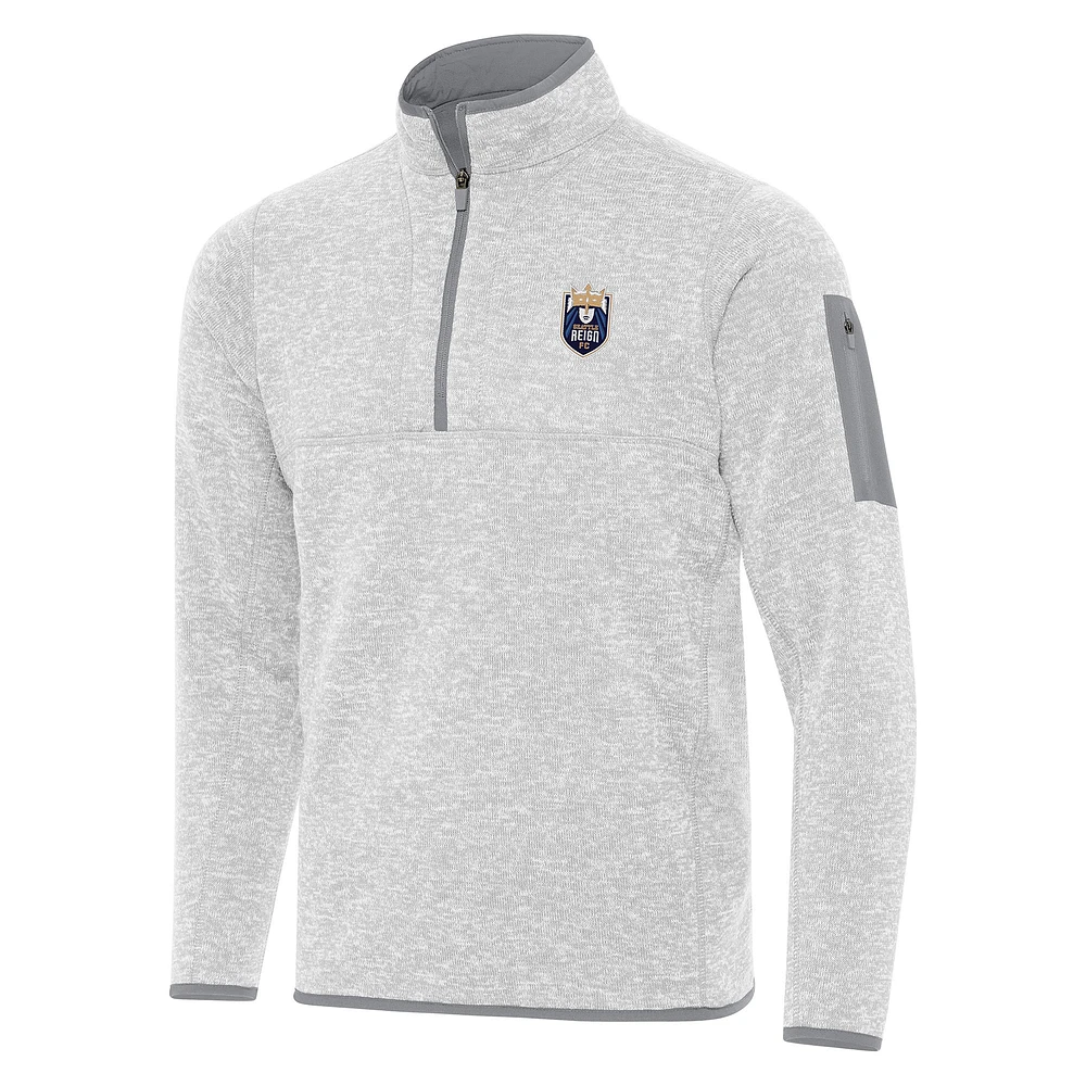Men's Antigua Heather Gray Seattle Reign FC Fortune Quarter-Zip Jacket
