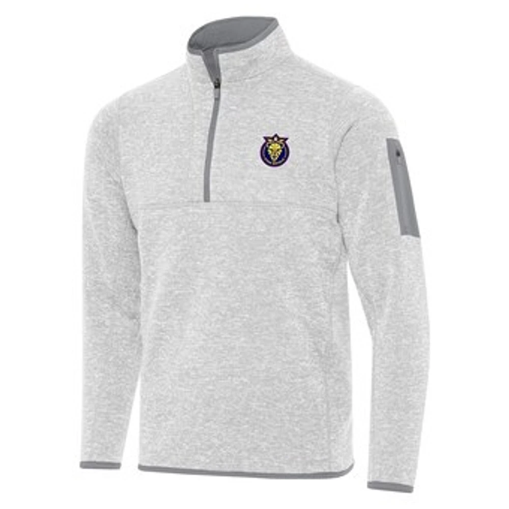 Men's Antigua Heather Gray Utah Royals Fortune Quarter-Zip Jacket