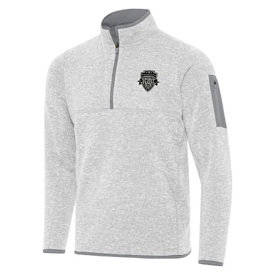 Men's Antigua Heather Gray Washington Spirit Fortune Quarter-Zip Jacket