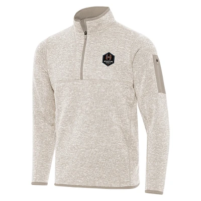 Men's Antigua Cream Houston Dash Fortune Quarter-Zip Jacket