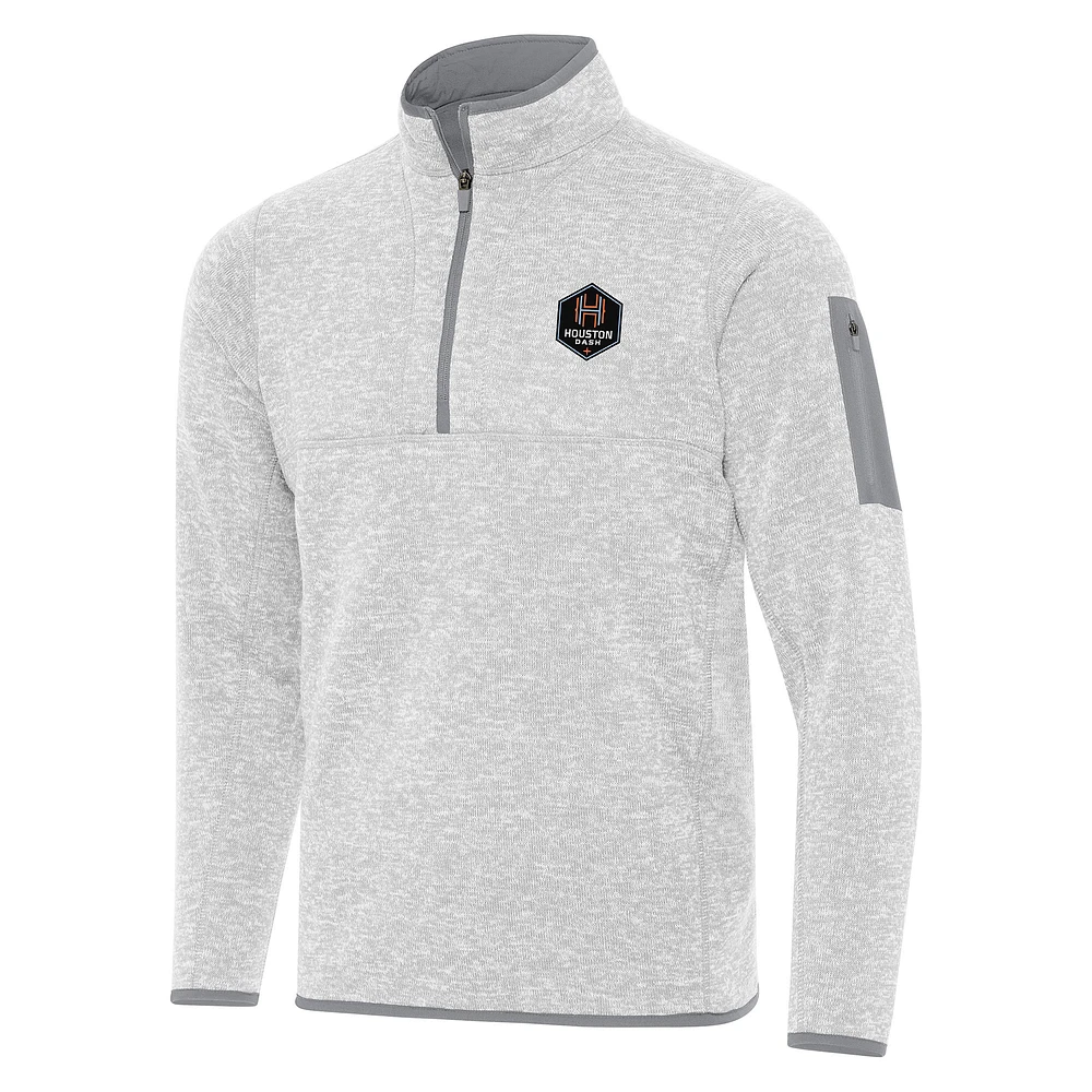 Men's Antigua Heather Gray Houston Dash Fortune Quarter-Zip Jacket