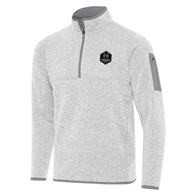 Men's Antigua Heather Gray Houston Dash Fortune Quarter-Zip Jacket