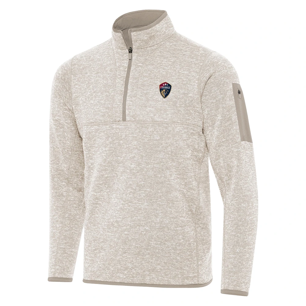 Men's Antigua Cream North Carolina Courage Fortune Quarter-Zip Jacket