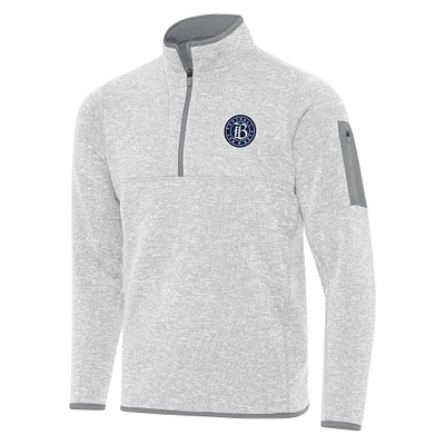 Men's Antigua Heather Gray Bay FC Fortune Quarter-Zip Jacket