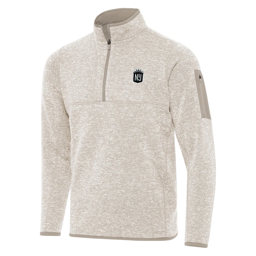 Men's Antigua Cream NJ/NY Gotham FC Fortune Quarter-Zip Jacket