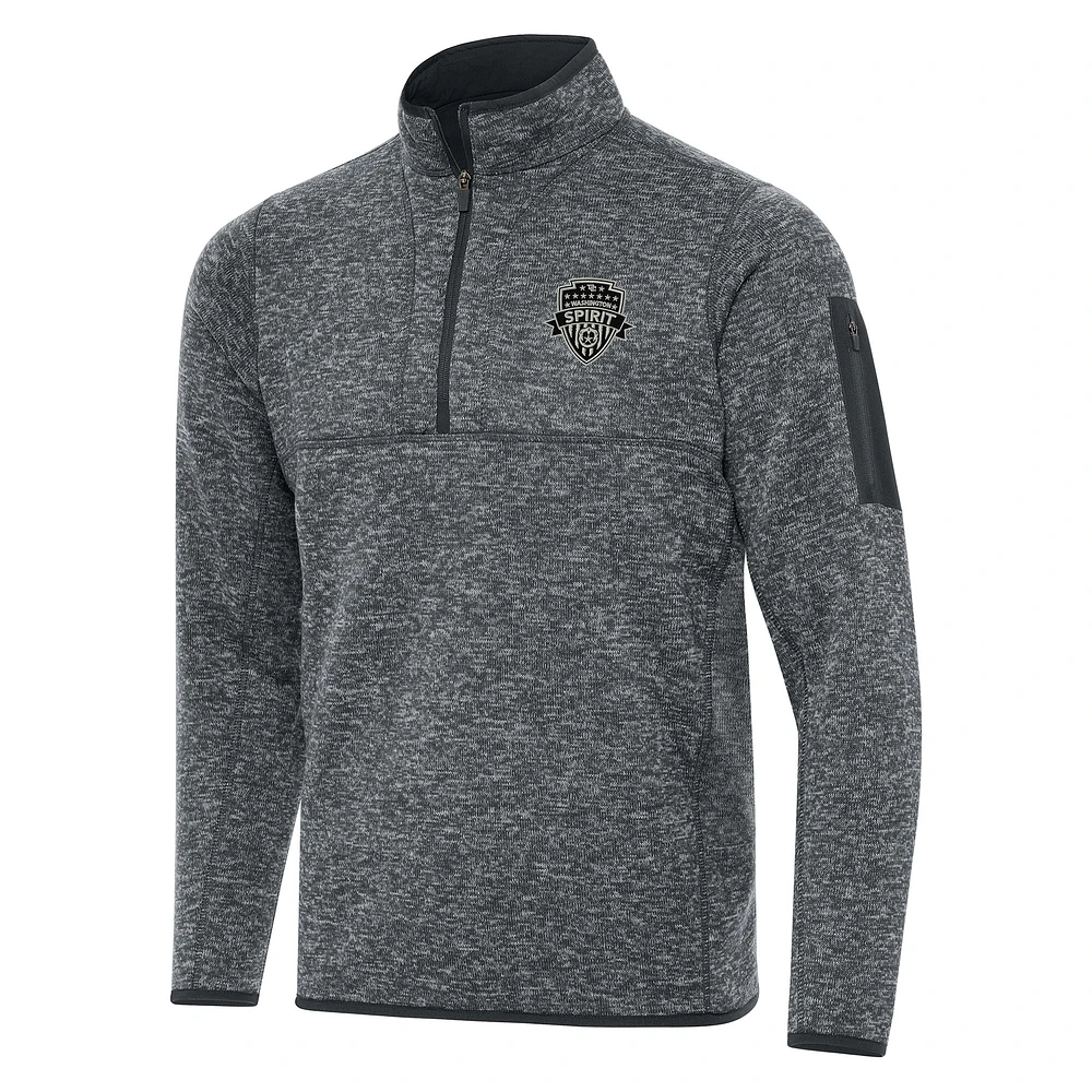 Men's Antigua Heather Gray Washington Spirit Big & Tall Fortune Quarter-Zip Jacket