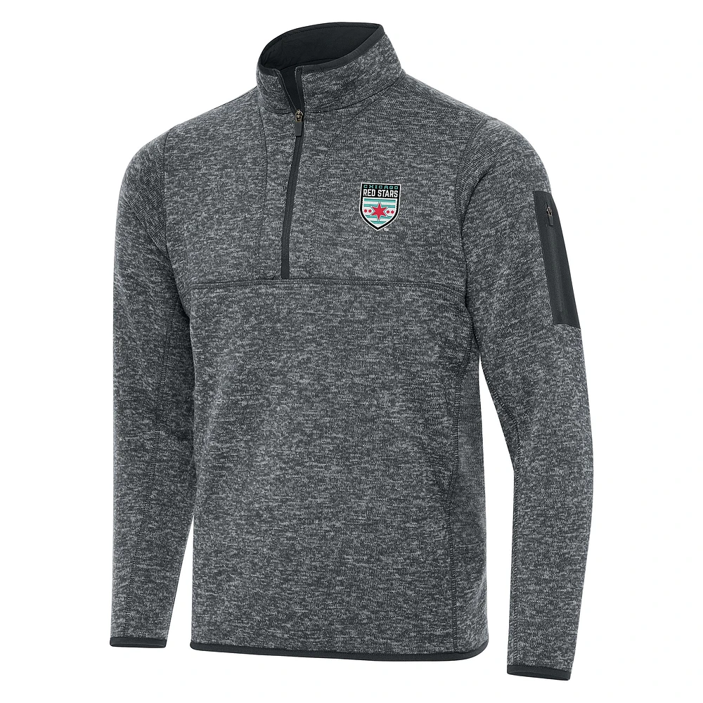Men's Antigua Heather Gray Chicago Red Stars Big & Tall Fortune Quarter-Zip Jacket