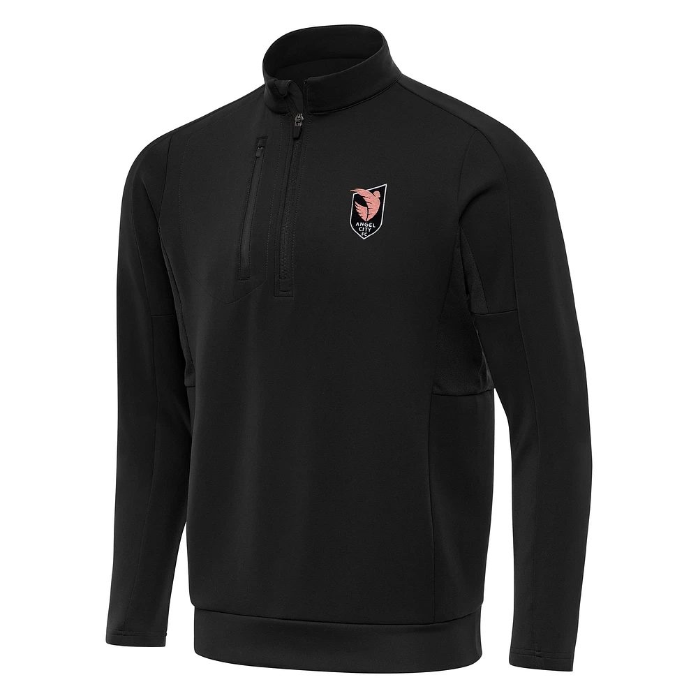 Men's Antigua Black Angel City FC Generation Quarter-Zip Jacket
