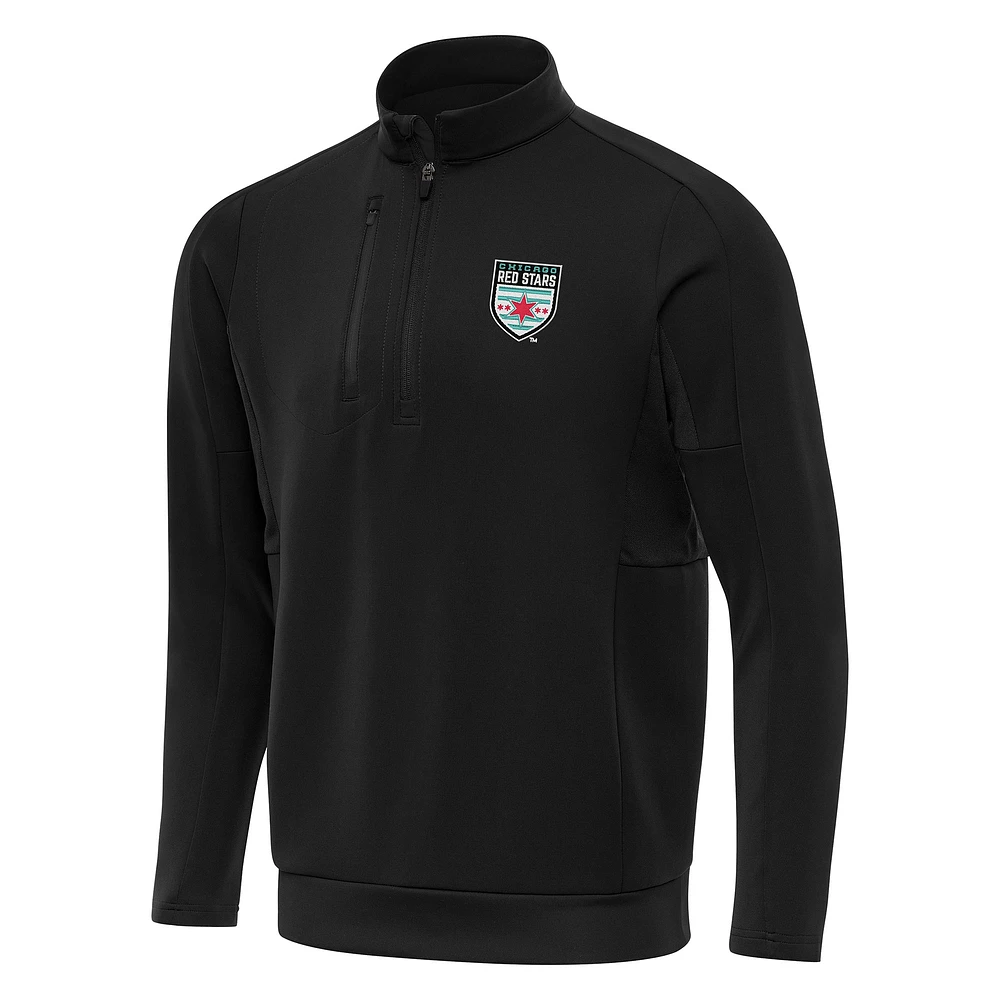 Men's Antigua Black Chicago Red Stars Generation Quarter-Zip Jacket