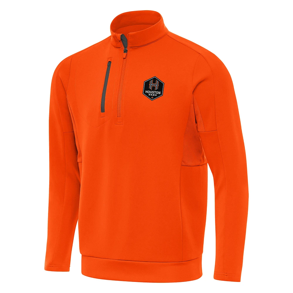 Men's Antigua Orange Houston Dash Generation Quarter-Zip Jacket