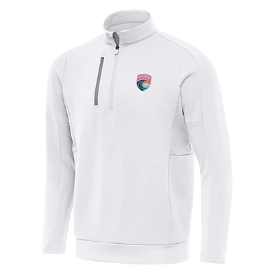 Men's Antigua White San Diego Wave FC Generation Quarter-Zip Jacket