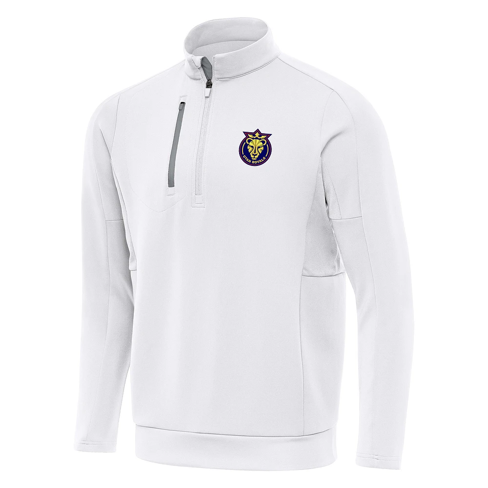 Men's Antigua White Utah Royals Generation Quarter-Zip Jacket