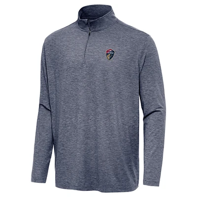 Men's Antigua Heather Navy North Carolina Courage Hunk Quarter-Zip Pullover Top