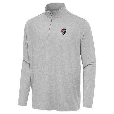 Men's Antigua Heather Gray North Carolina Courage Hunk Quarter-Zip Top