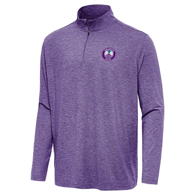 Men's Antigua Heather Purple Orlando Pride Hunk Quarter-Zip Pullover Top