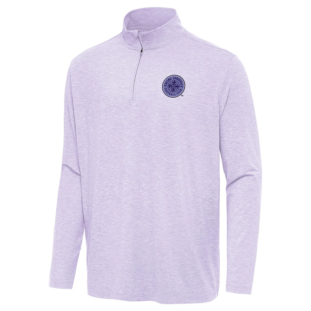 Men's Antigua Lavender Racing Louisville FC Hunk Quarter-Zip Pullover Top