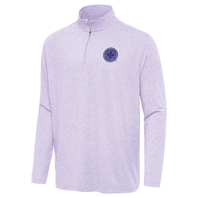 Men's Antigua Lavender Racing Louisville FC Hunk Quarter-Zip Pullover Top