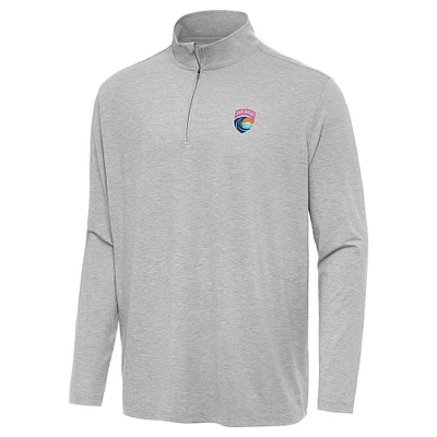 Men's Antigua Heather Gray San Diego Wave FC Hunk Quarter-Zip Pullover Top