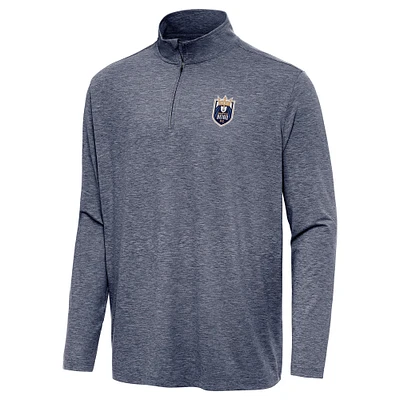 Men's Antigua Heather Navy Seattle Reign FC Hunk Quarter-Zip Pullover Top