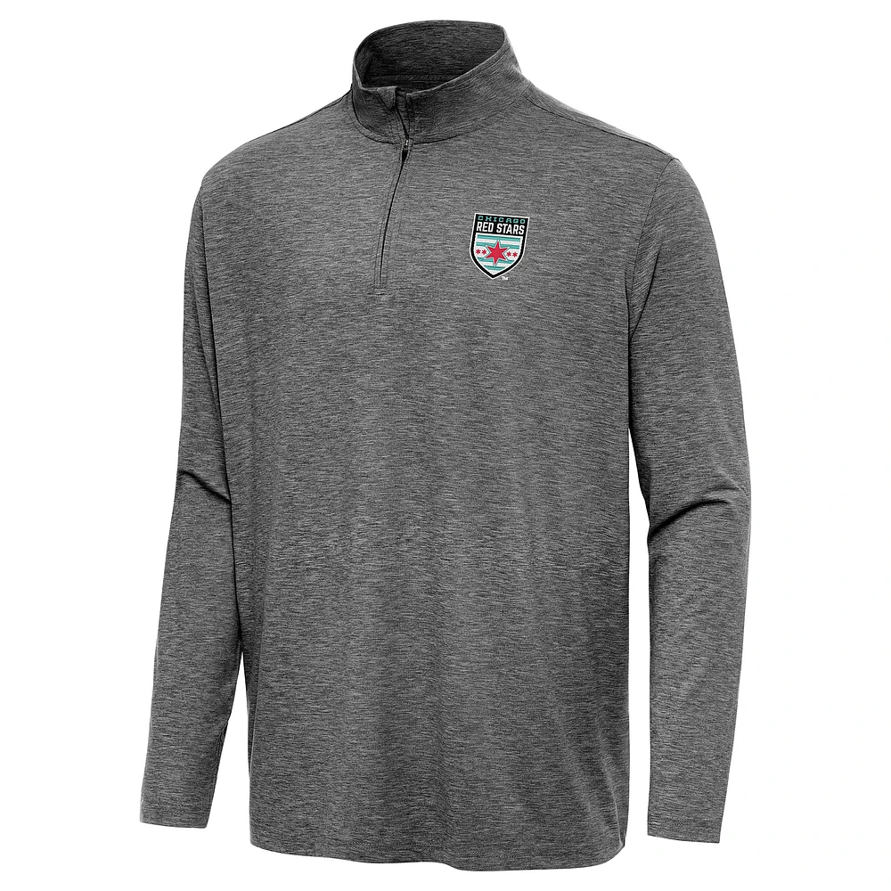 Men's Antigua Heather Chicago Red Stars Hunk Quarter-Zip Pullover Top