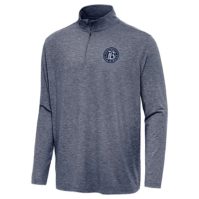 Men's Antigua Heather Navy Bay FC Hunk Quarter-Zip Pullover Top
