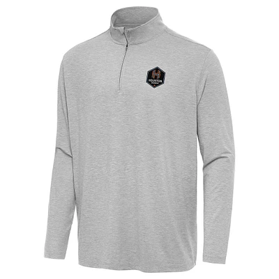 Men's Antigua Heather Gray Houston Dash Hunk Quarter-Zip Pullover Top