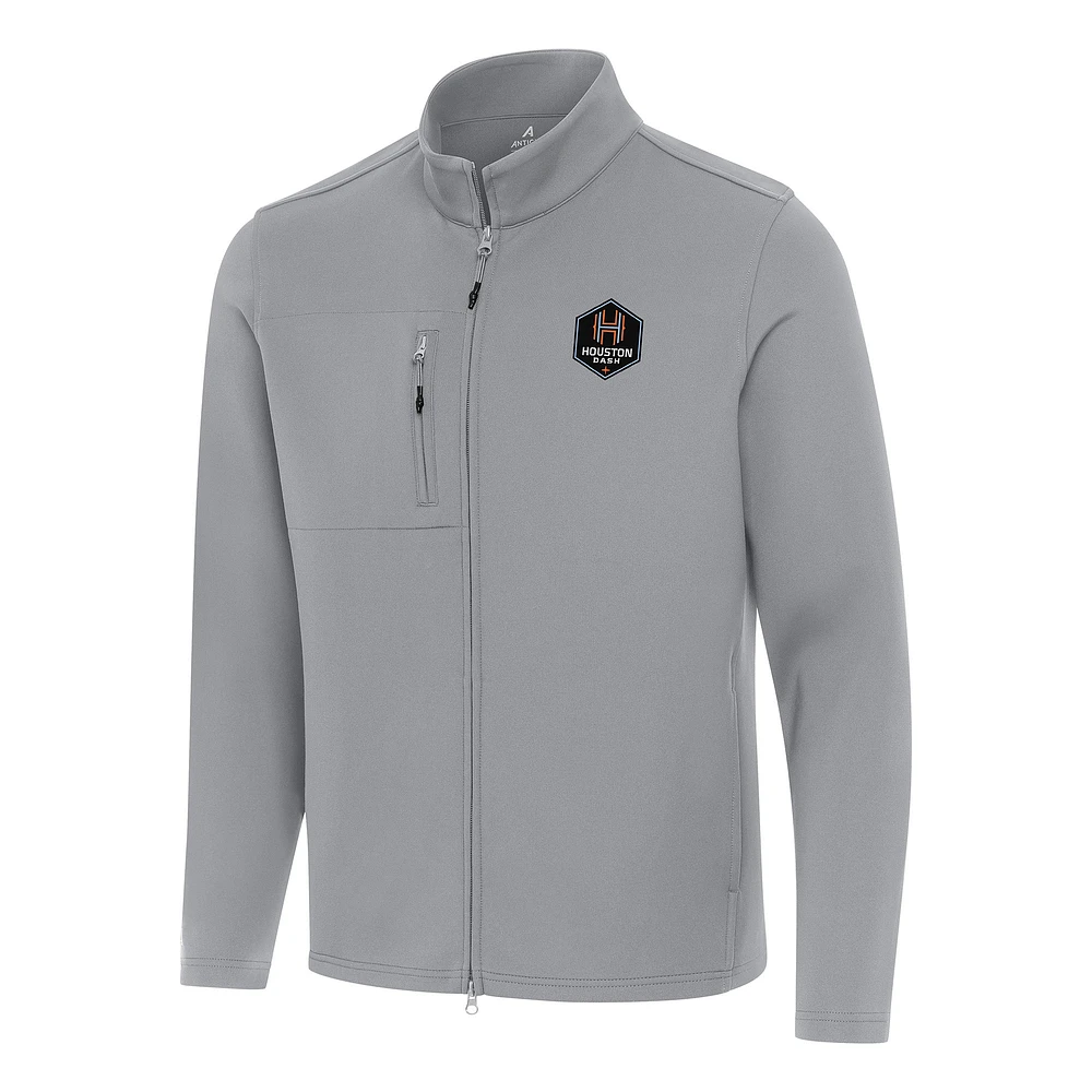 Men's Antigua Gray Houston Dash Objection Full-Zip Jacket