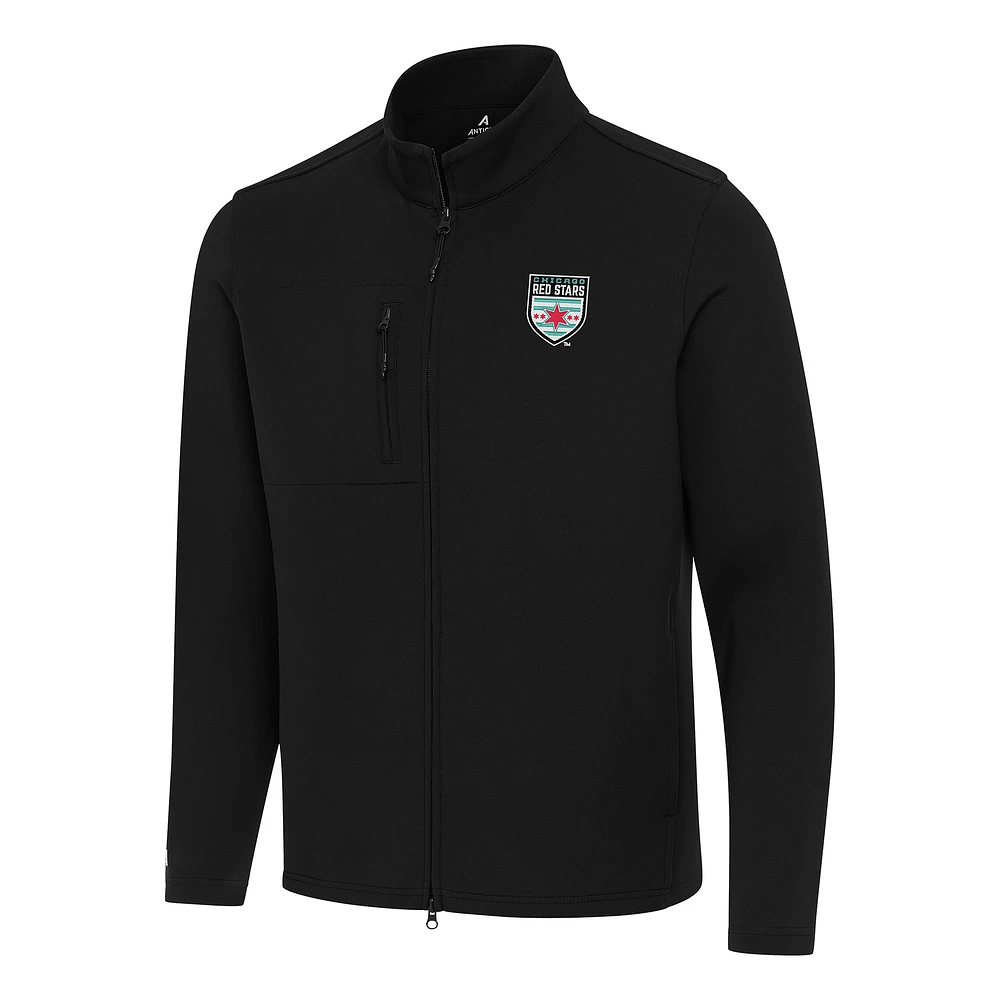 Men's Antigua Black Chicago Red Stars Objection Full-Zip Jacket