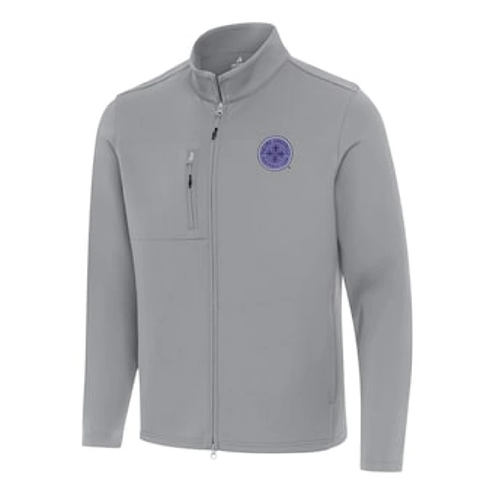 Men's Antigua Gray Racing Louisville FC Objection Full-Zip Jacket