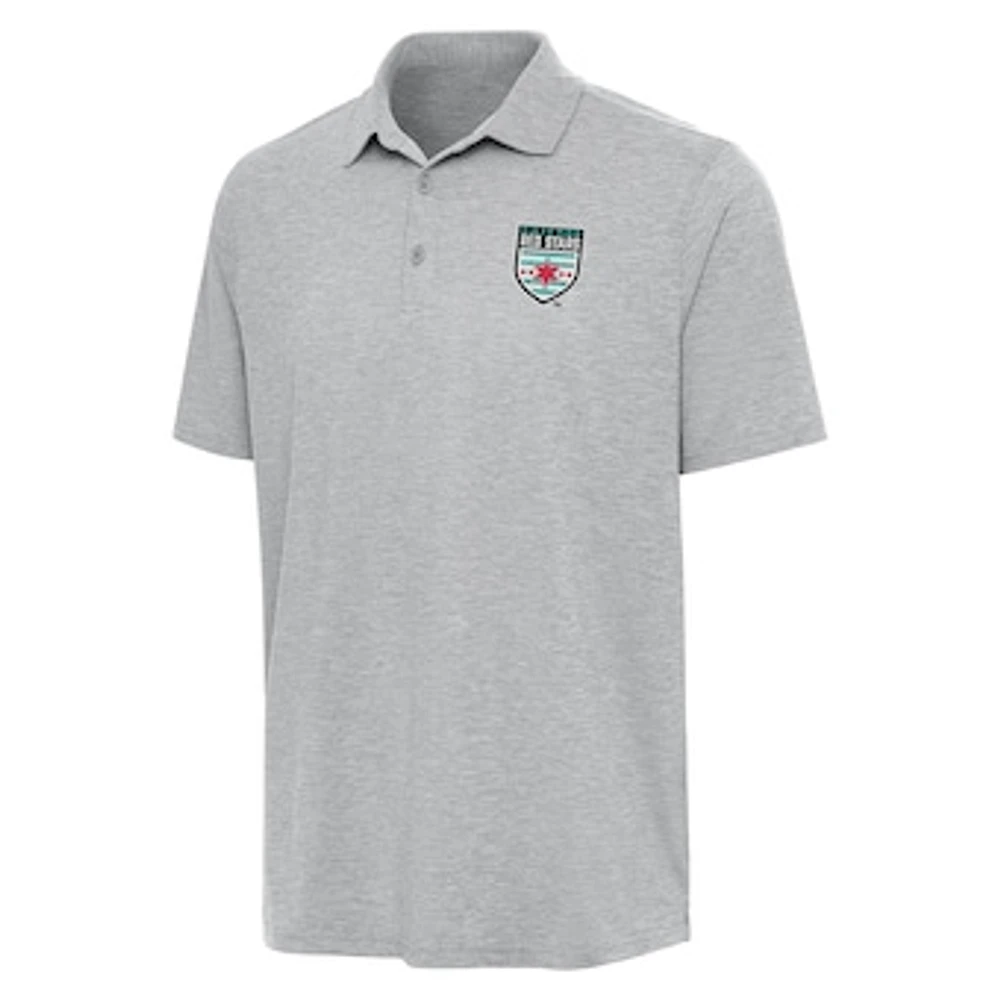 Men's Antigua Heather Gray Chicago Red Stars Par 3 Polo