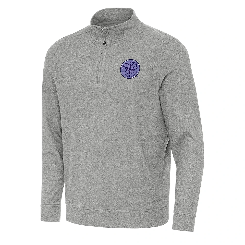 Men's Antigua Heather Racing Louisville FC Subtle Quarter-Zip Pullover Sweatshirt