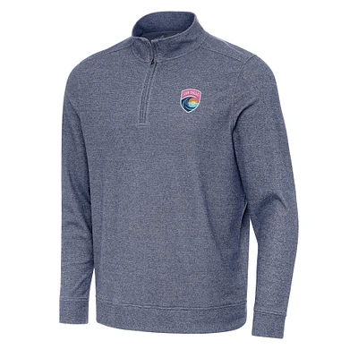 Men's Antigua Heather Navy San Diego Wave FC Subtle Quarter-Zip Pullover Sweatshirt