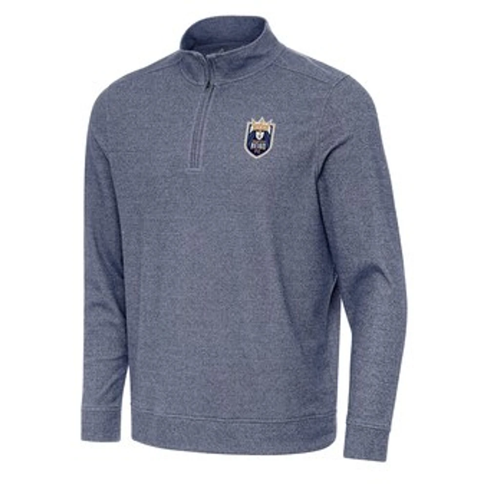 Men's Antigua Heather Navy Seattle Reign FC Subtle Quarter-Zip Pullover Sweatshirt