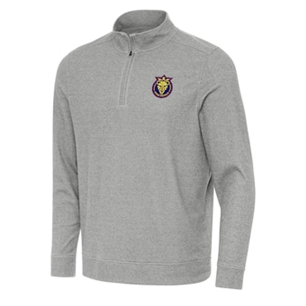 Men's Antigua Heather Gray Utah Royals Subtle Quarter-Zip Pullover Sweatshirt