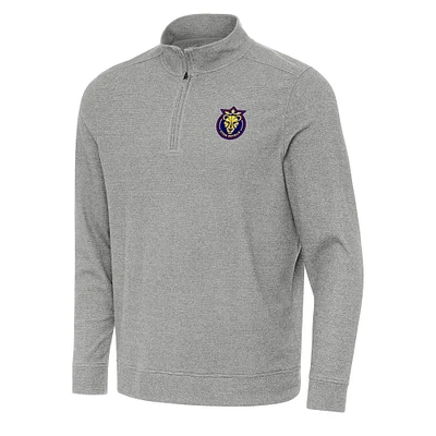 Men's Antigua Heather Gray Utah Royals Subtle Quarter-Zip Pullover Sweatshirt
