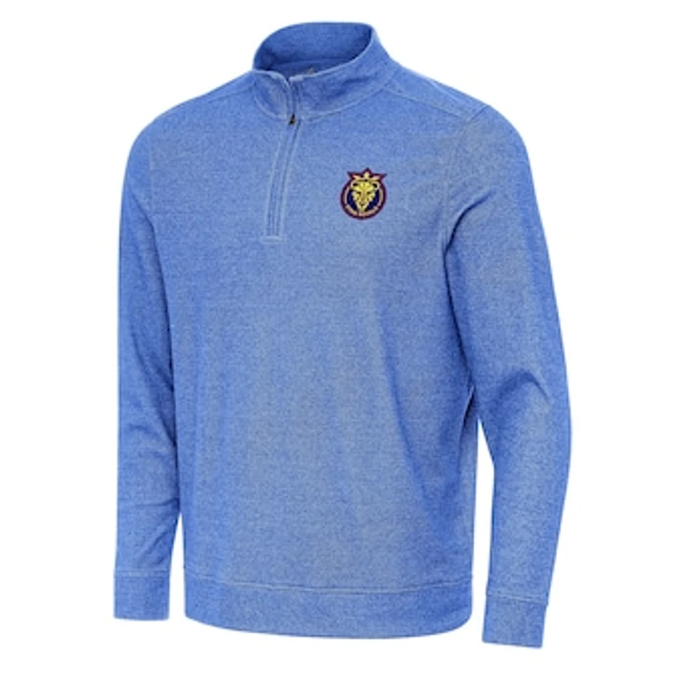 Men's Antigua Heather Royal Utah Royals Subtle Quarter-Zip Pullover Sweatshirt