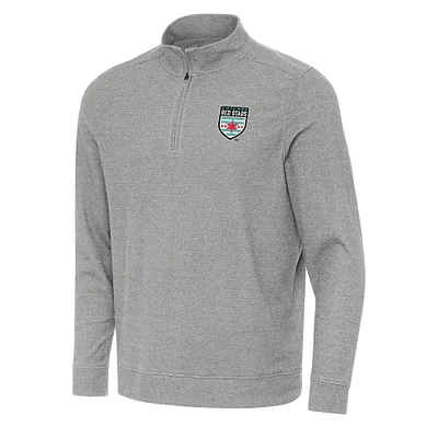 Men's Antigua Heather Chicago Red Stars Subtle Quarter-Zip Pullover Sweatshirt