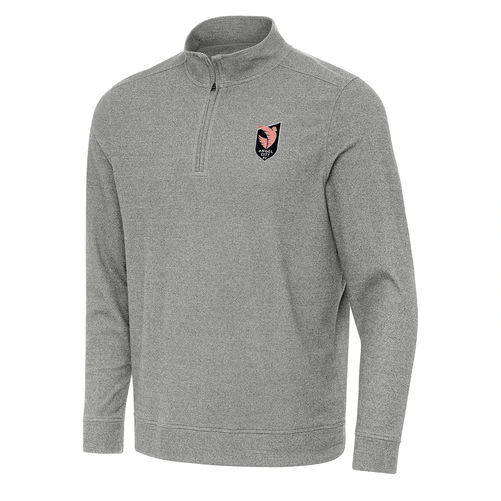 Men's Antigua Charcoal Angel City FC Subtle Quarter-Zip Pullover Sweatshirt
