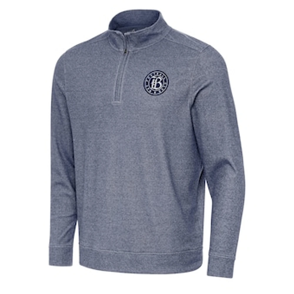 Men's Antigua Heather Navy Bay FC Subtle Quarter-Zip Pullover Sweatshirt
