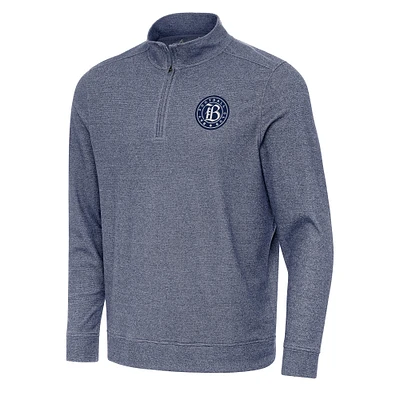 Men's Antigua Heather Navy Bay FC Subtle Quarter-Zip Pullover Sweatshirt
