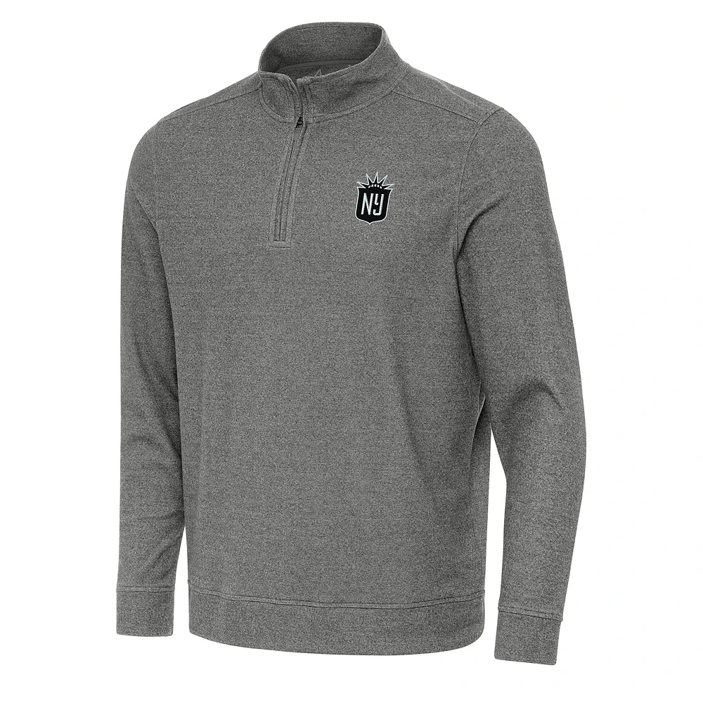 Men's Antigua Heather Black NJ/NY Gotham FC Subtle Quarter-Zip Pullover Sweatshirt