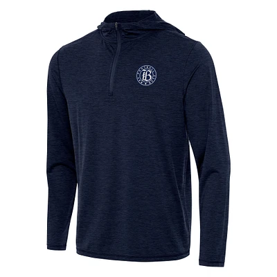 Men's Antigua Heather Navy Bay FC Tidy Quarter-Zip Pullover Hoodie