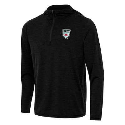 Men's Antigua Heather Black Chicago Red Stars Tidy Quarter-Zip Pullover Hoodie